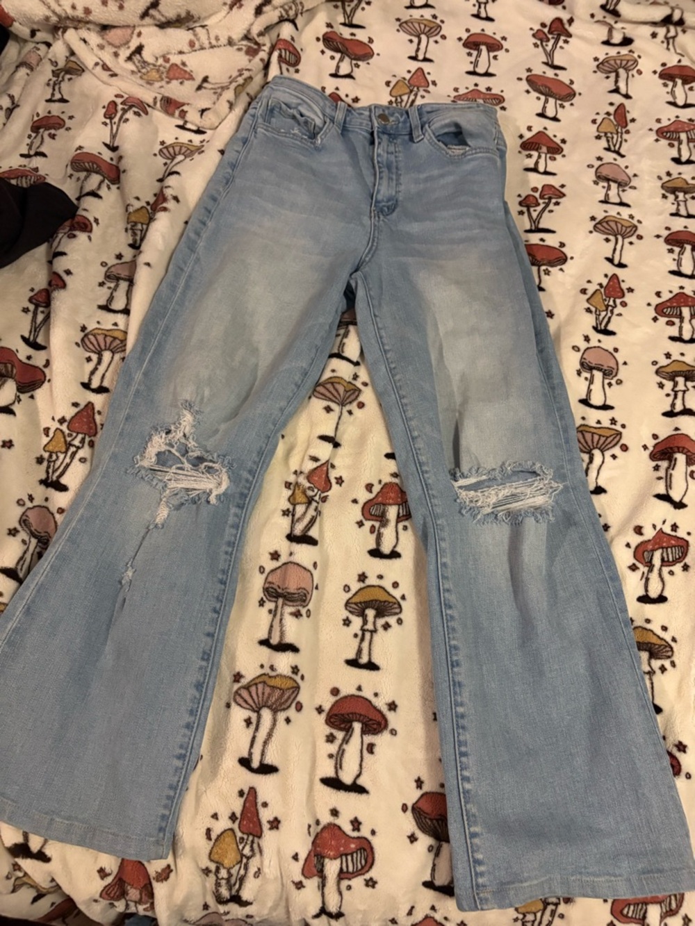 Flying Monkey High Rise Light Blue Distressed Flare Jeans Size 28